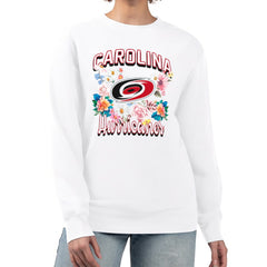 Carolina Hurricanes - G-III 4Her by Carl Banks Women's Flower Logo Pullover Sweatshirt White