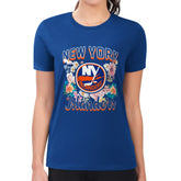 New York Islanders - G-III 4Her by Carl Banks Women's Super-Slim Fit Lightweight Flower Logo T-Shirt Royal