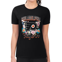 Philadelphia Flyers - G-III 4Her by Carl Banks Women's Super-Slim Fit Lightweight Flower Logo T-Shirt Black