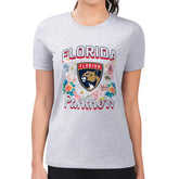 Florida Panthers - G-III 4Her by Carl Banks Women's Super-Slim Fit Lightweight Flower Logo T-Shirt Heather Gray