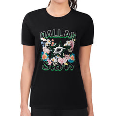 Dallas Stars - G-III 4Her by Carl Banks Women's Super-Slim Fit Lightweight Flower Logo T-Shirt Black