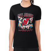 New Jersey Devils - G-III 4Her by Carl Banks Women's Super-Slim Fit Lightweight Flower Logo T-Shirt Black