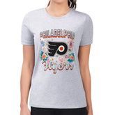 Philadelphia Flyers - G-III 4Her by Carl Banks Women's Super-Slim Fit Lightweight Flower Logo T-Shirt Heather Gray