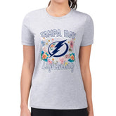 Tampa Bay Lightning - G-III 4Her by Carl Banks Women's Super-Slim Fit Lightweight Flower Logo T-Shirt Heather Gray