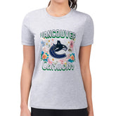 Vancouver Canucks - G-III 4Her by Carl Banks Women's Super-Slim Fit Lightweight Flower Logo T-Shirt Heather Gray