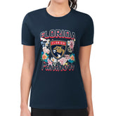 Florida Panthers - G-III 4Her by Carl Banks Women's Super-Slim Fit Lightweight Flower Logo T-Shirt Navy