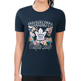 Toronto Maple Leafs - G-III 4Her by Carl Banks Women's Super-Slim Fit Lightweight Flower Logo T-Shirt Navy