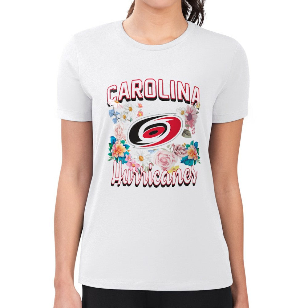Carolina Hurricanes - G-III 4Her by Carl Banks Women's Super-Slim Fit Lightweight Flower Logo T-Shirt White
