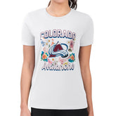 Colorado Avalanche - G-III 4Her by Carl Banks Women's Super-Slim Fit Lightweight Flower Logo T-Shirt White