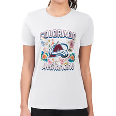 Colorado Avalanche - G-III 4Her by Carl Banks Women's Super-Slim Fit Lightweight Flower Logo T-Shirt White