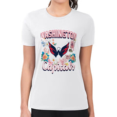 Washington Capitals G-III 4Her by Carl Banks Women's Super-Slim Fit Lightweight Flower Logo T-Shirt White