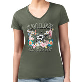 Dallas Stars - G-III 4Her by Carl Banks Women's Super-Slim Fit Lightweight Flower Logo V-Neck T-Shirt Green