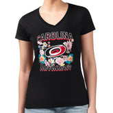 Carolina Hurricanes - G-III 4Her by Carl Banks Women's Super-Slim Fit Lightweight Flower Logo V-Neck T-Shirt Black