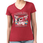 Carolina Hurricanes - G-III 4Her by Carl Banks Women's Super-Slim Fit Lightweight Flower Logo V-Neck T-Shirt Red