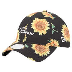 Baltimore Ravens New Era Women's Adventure Sunflower 9TWENTY Adjustable Hat Black - NFL