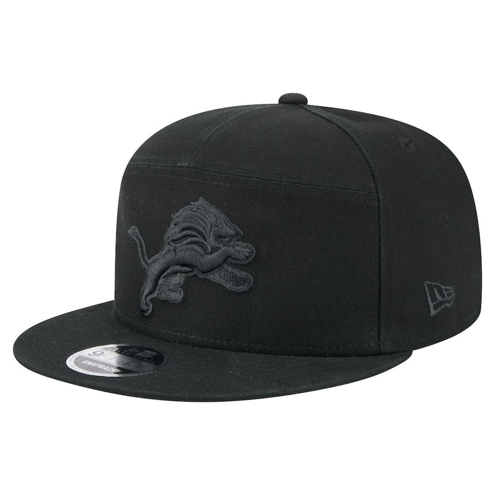 Detroit Lions New Era Adventure Canvas Split Panel 9FIFTY Snapback Hat Black - NFL