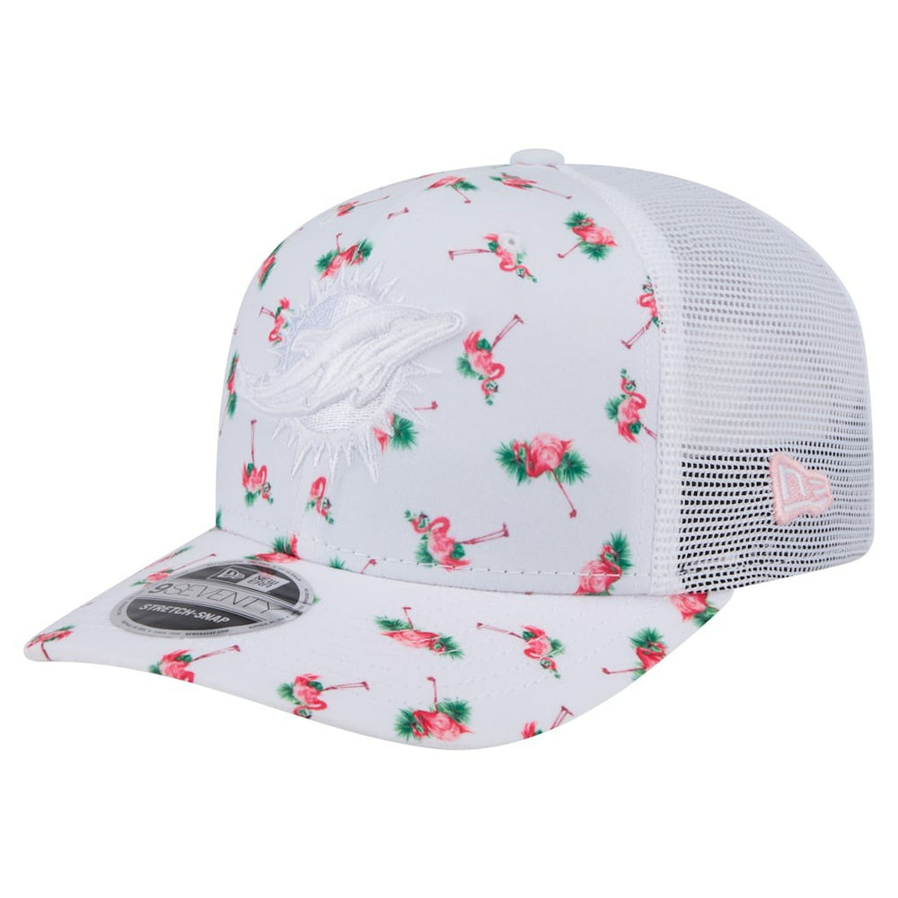Miami Dolphins New Era Adventure Flamingo Pattern 9SEVENTY Stretch-Snap Hat White - NFL