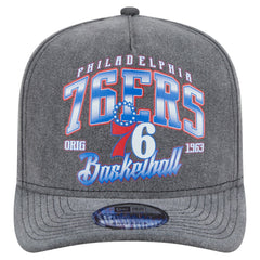 New Era - Philadelphia 76ers Throwback Washed Pre-Curved 9FIFTY Snapback Hat - Charcoal