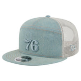 New Era - Philadelphia 76ers Adventure Denim Split Panel 9FIFTY Snapback Trucker Hat