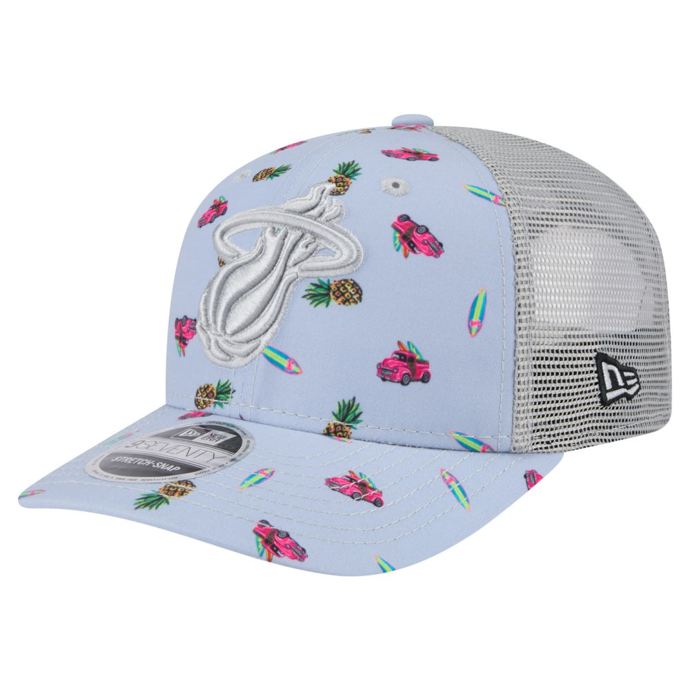 New Era - Miami Heat Adventure Aloha Pattern 9SEVENTY Stretch-Snap Hat - Light Blue/Gray