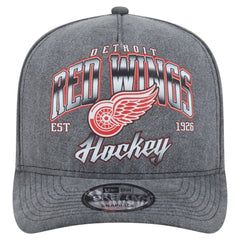 Detroit Red Wings - New Era Throwback Washed A-Frame Pre-Curved 9FIFTY Snapback Hat Charcoal