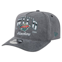 Minnesota Wild - New Era Throwback Washed A-Frame Pre-Curved 9FIFTY Snapback Hat Charcoal
