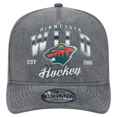 Minnesota Wild - New Era Throwback Washed A-Frame Pre-Curved 9FIFTY Snapback Hat Charcoal