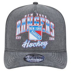New York Rangers New Era Throwback Washed A-Frame Pre-Curved 9FIFTY Snapback Hat Charcoal
