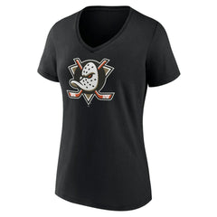Anaheim Ducks - Women's Primary Logo V-Neck T-Shirt – Black