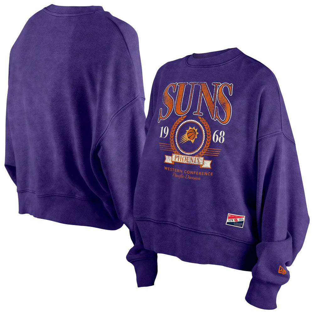 New Era - Phoenix Suns Women's Throwback Vintage Enzyme Wash Oversized Boxy Pullover Sweatshirt - Purple