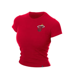 New Era - Miami Heat Women's Leisure Collection Baby Doll Cropped T-Shirt - Dark Red