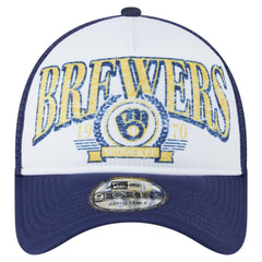Milwaukee Brewers New Era Distressed 9FORTY A-Frame Adjustable Trucker Hat discount