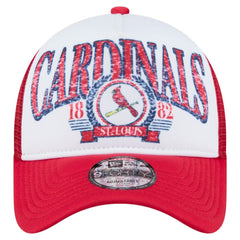 St. Louis Cardinals New Era Distressed 9FORTY A-Frame Adjustable Trucker Hat Lifestyle