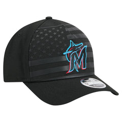 Miami Marlins New Era American Flag 9FORTY M-Crown A-Frame Adjustable Hat Lifestyle