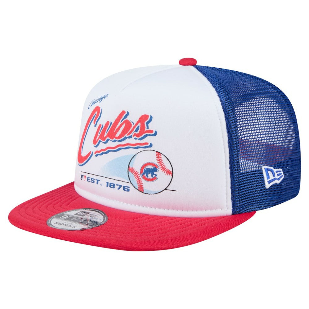 Chicago Cubs New Era Retro Script Trucker 9FIFTY Snapback Hat Online