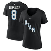 Nick Schmaltz Utah Mammoth - Fanatics Women's Authentic Stack Name & Number V-Neck T-Shirt Black