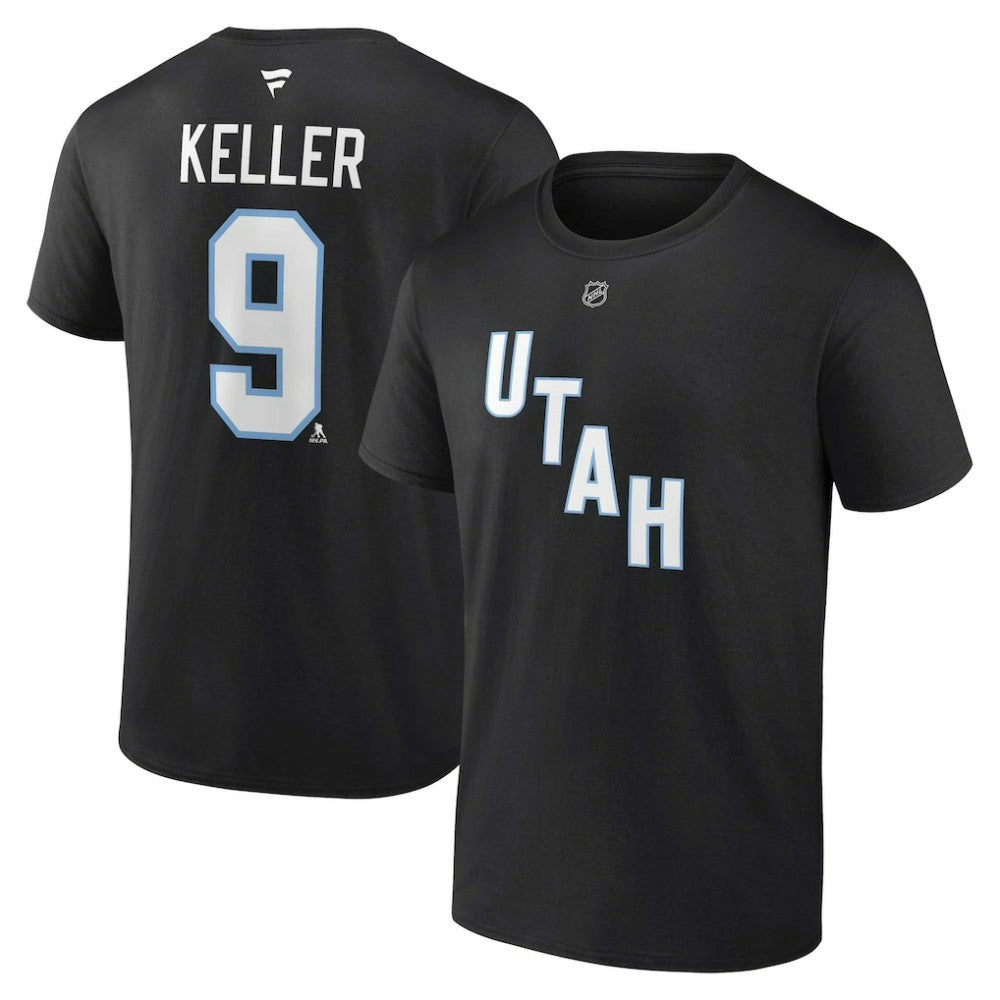Clayton Keller Utah Mammoth - Fanatics Authentic Stack Name & Number T-Shirt Black