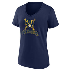 Milwaukee Brewers Women's Fastball V-Neck T-Shirt On Sale