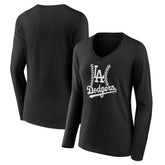 Los Angeles Dodgers Women's Fastball Long Sleeve V-Neck T-Shirt On Sale