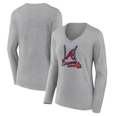 Atlanta Braves Women's Fastball Long Sleeve V-Neck T-Shirt Online