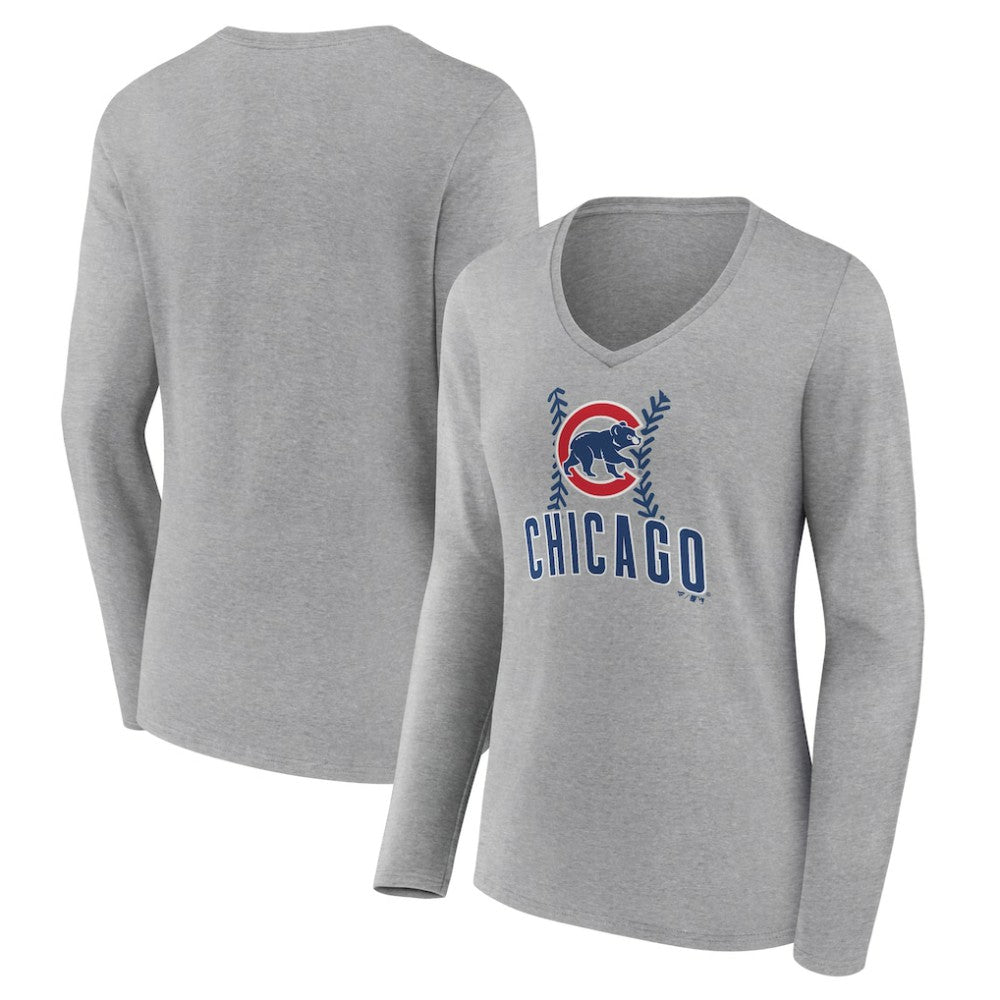Chicago Cubs Women's Fastball Long Sleeve V-Neck T-Shirt Near Me