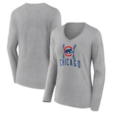 Chicago Cubs Women's Fastball Long Sleeve V-Neck T-Shirt Near Me
