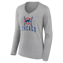 Chicago Cubs Women's Fastball Long Sleeve V-Neck T-Shirt Near Me