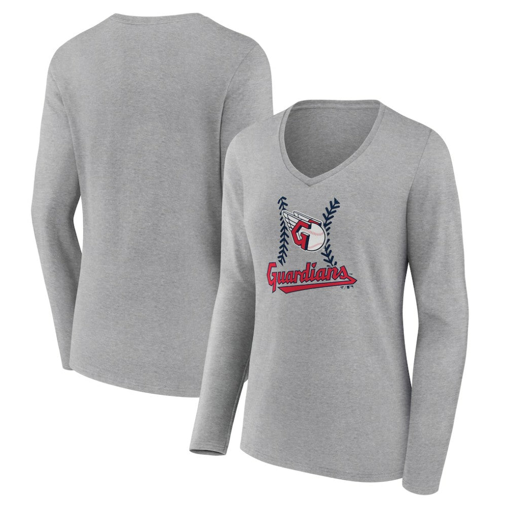 Cleveland Guardians Women's Fastball Long Sleeve V-Neck T-Shirt for sale