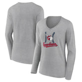 Cleveland Guardians Women's Fastball Long Sleeve V-Neck T-Shirt for sale