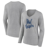 Los Angeles Dodgers Women's Fastball Long Sleeve V-Neck T-Shirt Lifestyle