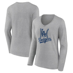 Los Angeles Dodgers Women's Fastball Long Sleeve V-Neck T-Shirt Lifestyle