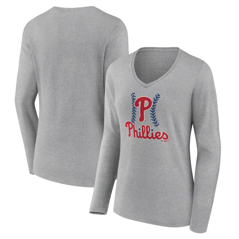 Philadelphia Phillies Women's Fastball Long Sleeve V-Neck T-Shirt Online