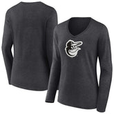 Baltimore Orioles Women's Monochrome Long Sleeve V-Neck T-Shirt Sale