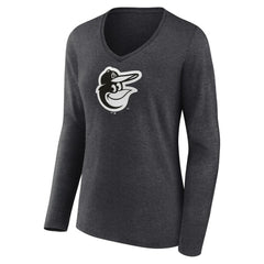 Baltimore Orioles Women's Monochrome Long Sleeve V-Neck T-Shirt Sale